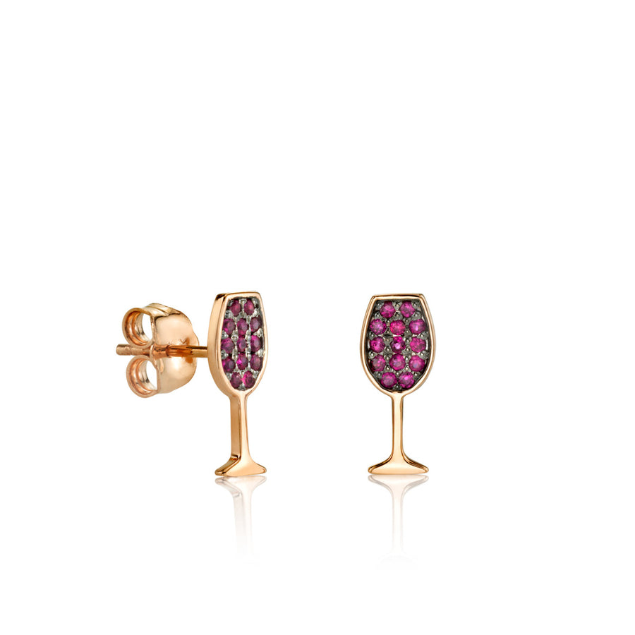 Rose Gold & Ruby Wine Glass Stud - Sydney Evan Fine Jewelry