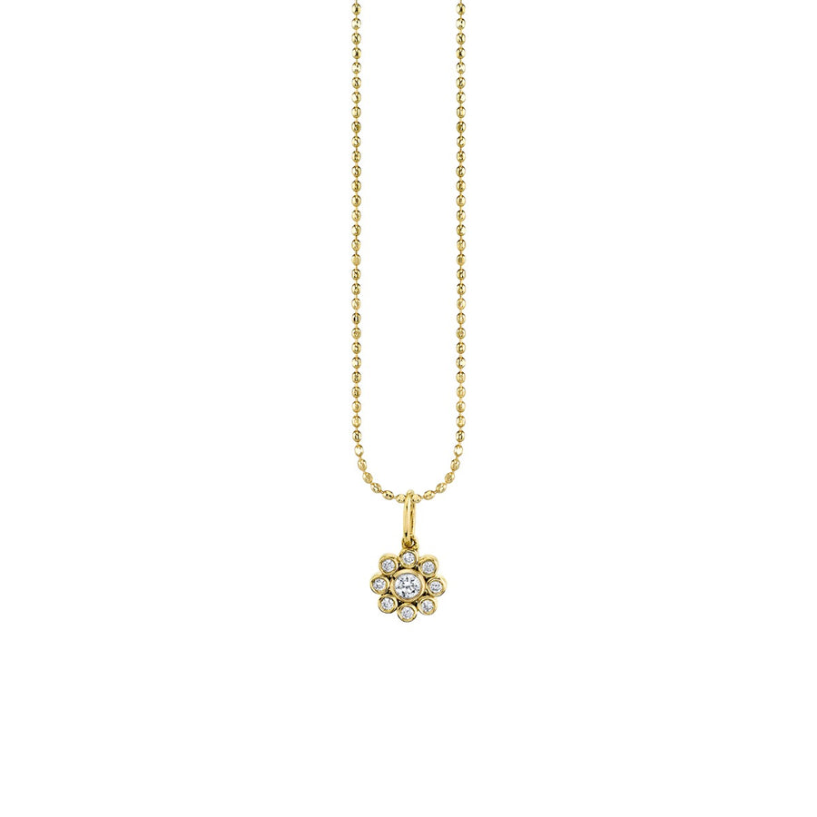 Gold & Bezel Diamond Flower Necklace - Sydney Evan Fine Jewelry