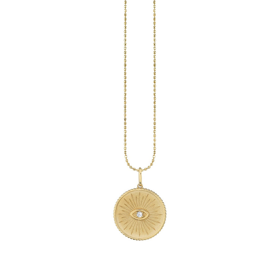 Gold & Diamond Marquise Eye Coin Charm - Sydney Evan Fine Jewelry