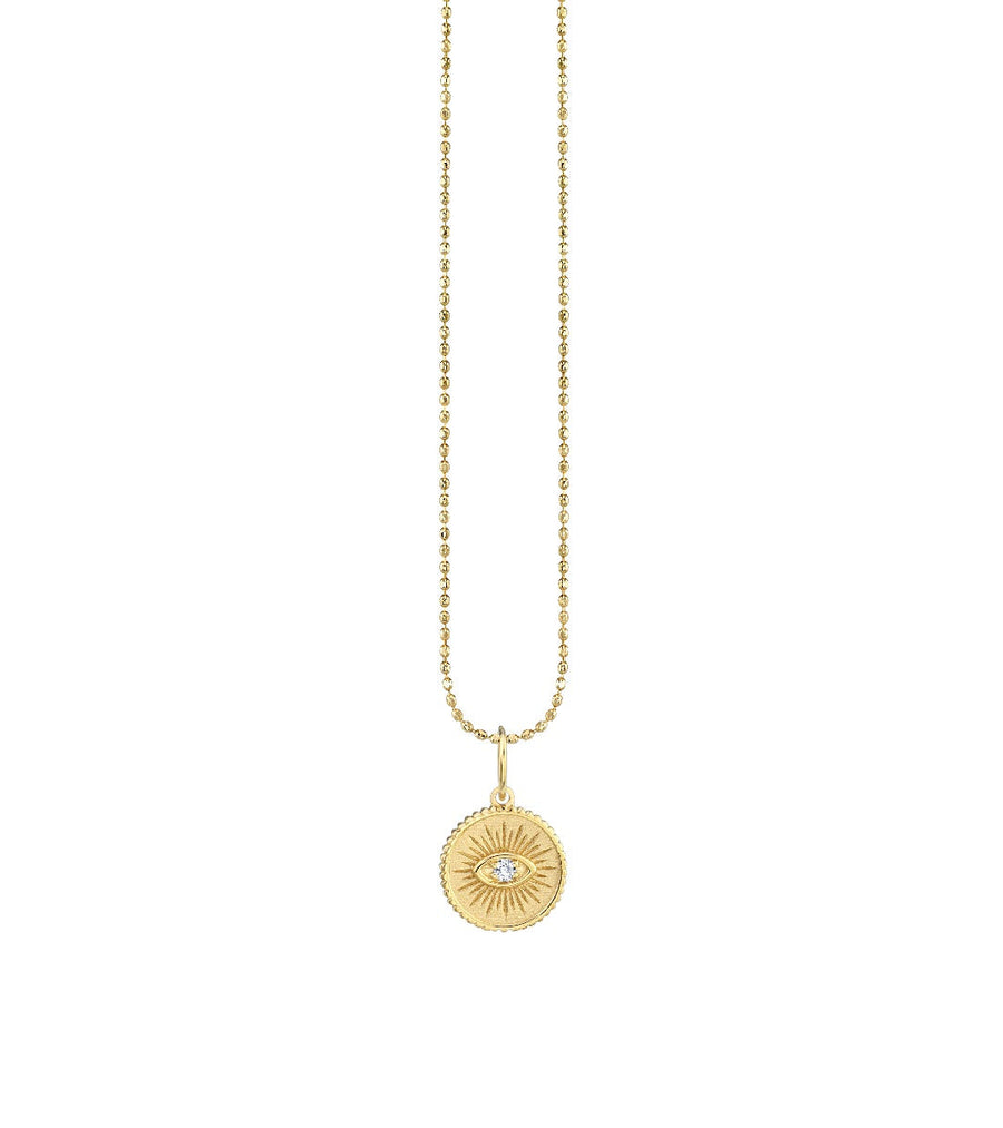 Kids Collection Gold & Diamond Small Marquise Eye Coin Necklace - Sydney Evan Fine Jewelry