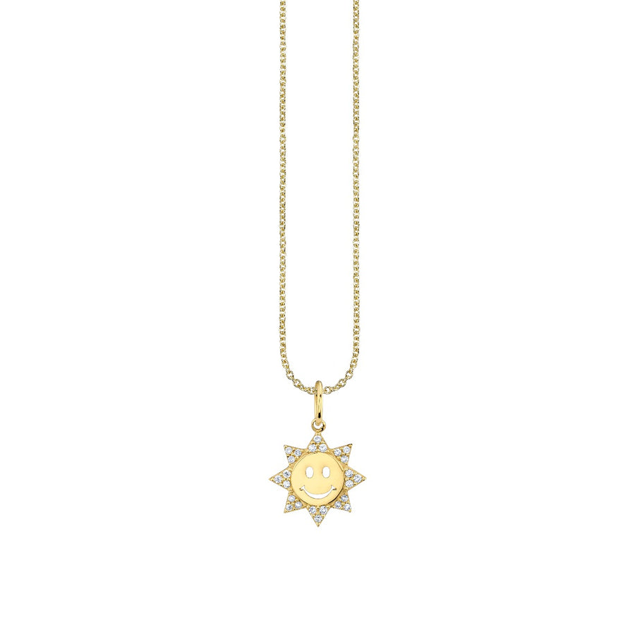 Gold & Diamond Small Happy Face Sun Charm - Sydney Evan Fine Jewelry