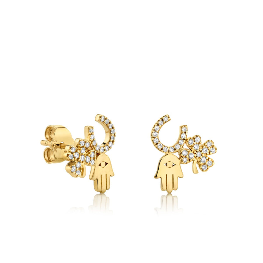 Gold & Diamond Luck and Protection Stud - Sydney Evan Fine Jewelry