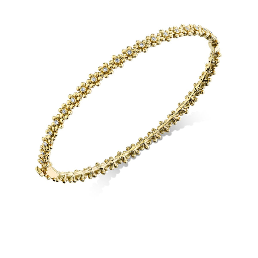 Gold & Diamond Tiny Daisy Bangle - Sydney Evan Fine Jewelry