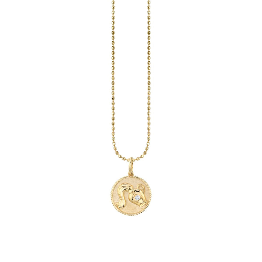 Gold & Diamond Aquarius Zodiac Medallion - Sydney Evan Fine Jewelry