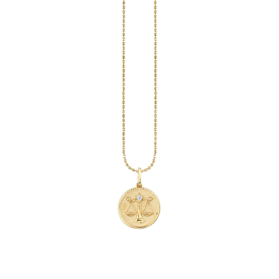 Gold & Diamond Libra Zodiac Medallion - Sydney Evan Fine Jewelry