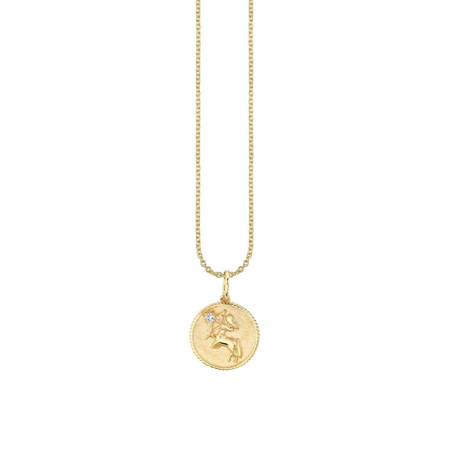 Gold & Diamond Sagittarius Zodiac Medallion - Sydney Evan Fine Jewelry