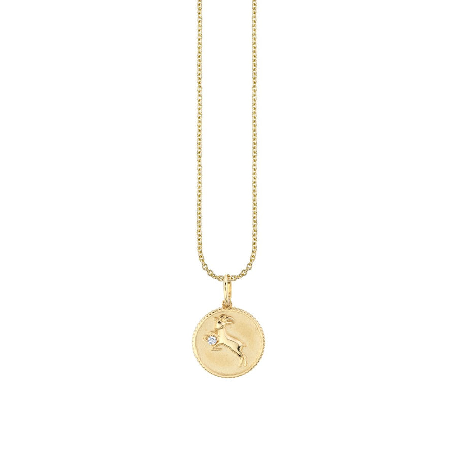 Gold & Diamond Capricorn Zodiac Medallion - Sydney Evan Fine Jewelry