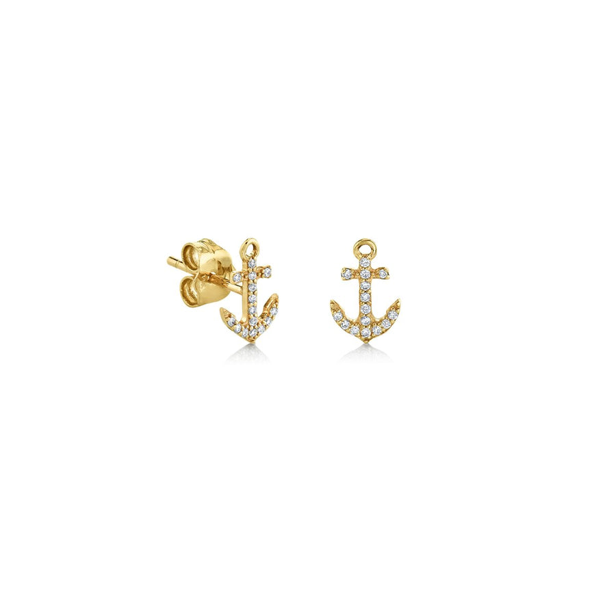 Gold & Diamond Tiny Anchor Stud - Sydney Evan Fine Jewelry