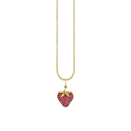Gold & Ruby Strawberry Charm - Sydney Evan Fine Jewelry