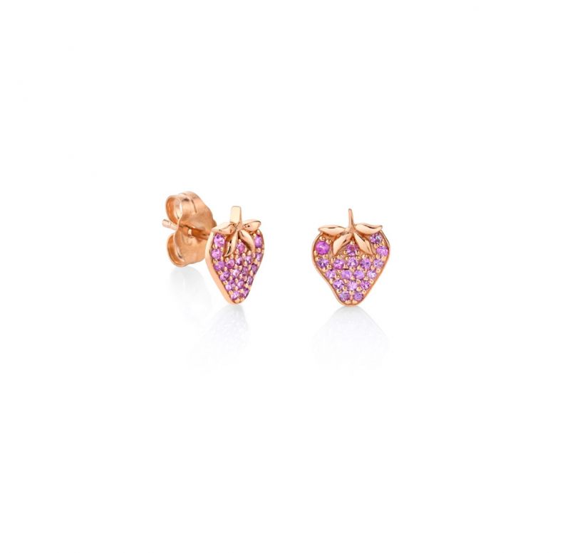 Rose Gold & Pink Sapphire Strawberry Stud - Sydney Evan Fine Jewelry