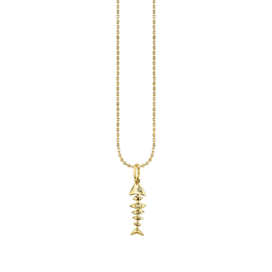 Gold & Diamond Small Fishbone Charm - Sydney Evan Fine Jewelry