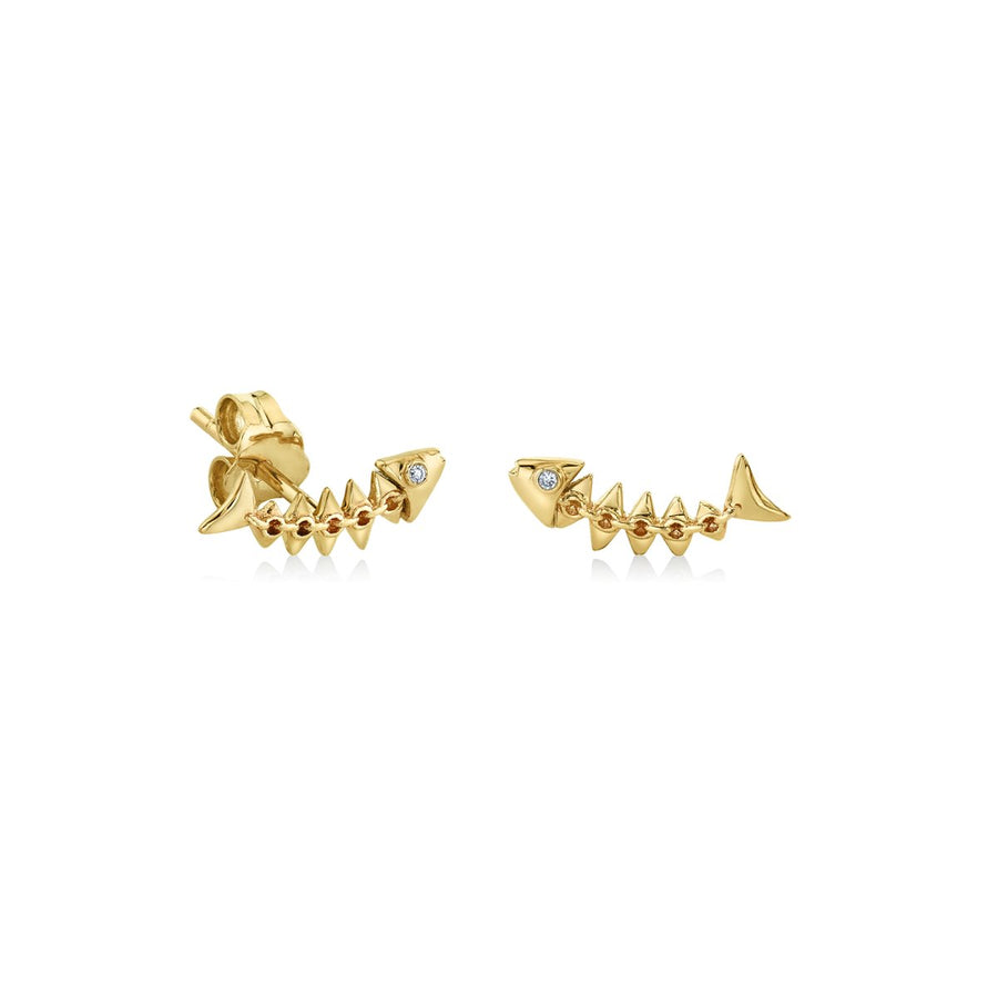 Gold & Diamond Fishbone Stud - Sydney Evan Fine Jewelry
