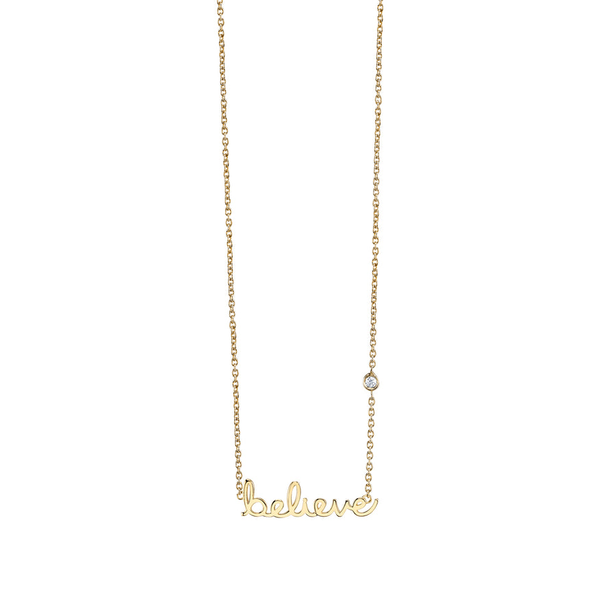 Gold Plated Sterling Silver Believe Necklace with Bezel Set Diamond - Sydney Evan Fine Jewelry