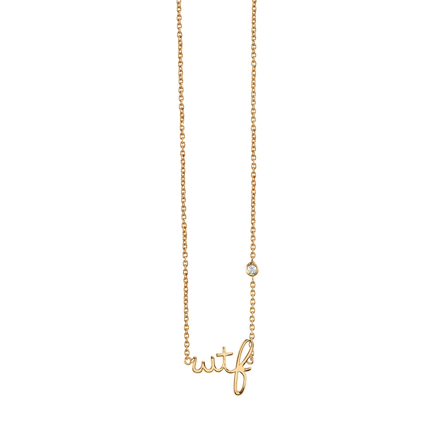 Gold Plated Sterling Silver WTF Necklace with Bezel Set Diamond - Sydney Evan Fine Jewelry