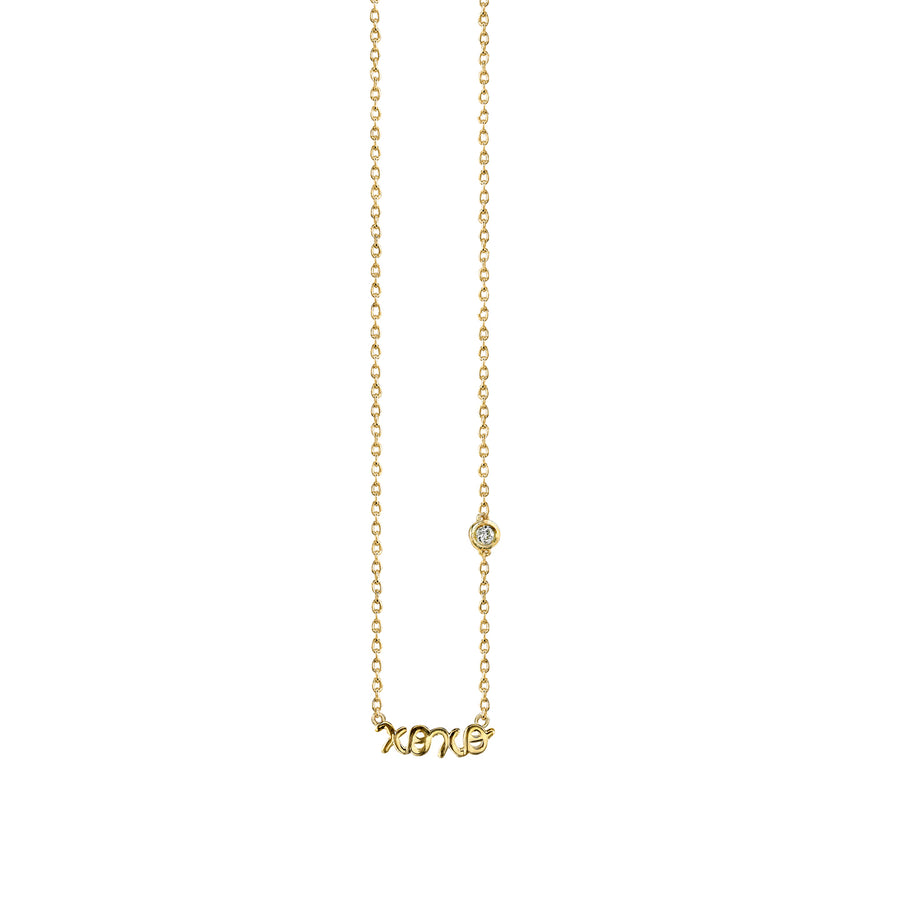 Gold Plated Sterling Silver XOXO Necklace with Bezel Set Diamond - Sydney Evan Fine Jewelry