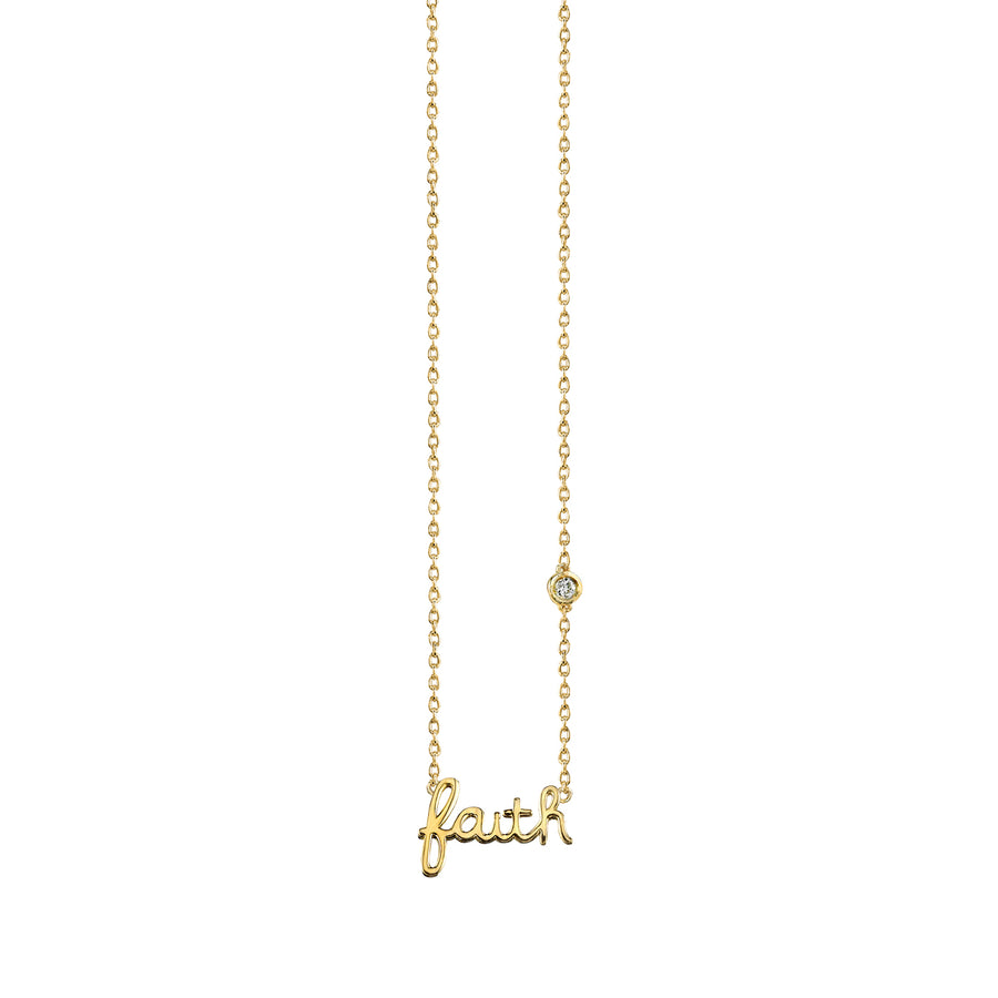 Gold Plated Sterling Silver Faith Necklace with Bezel Set Diamond - Sydney Evan Fine Jewelry