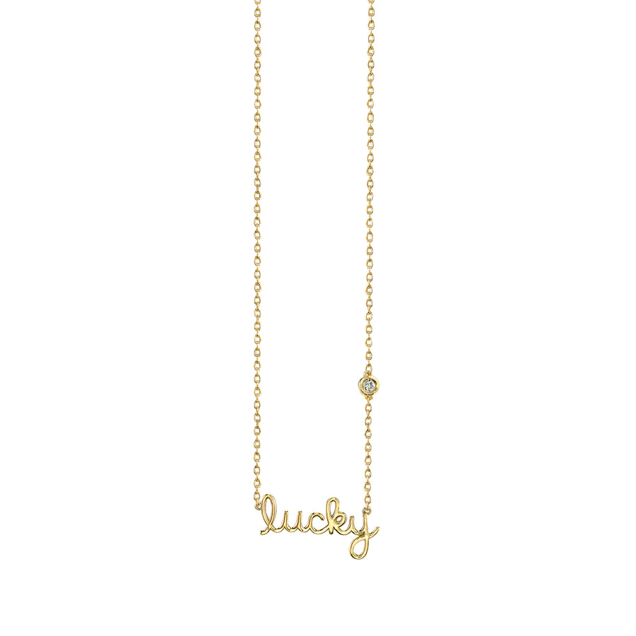 Gold Plated Sterling Silver Lucky Necklace with Bezel Set Diamond - Sydney Evan Fine Jewelry