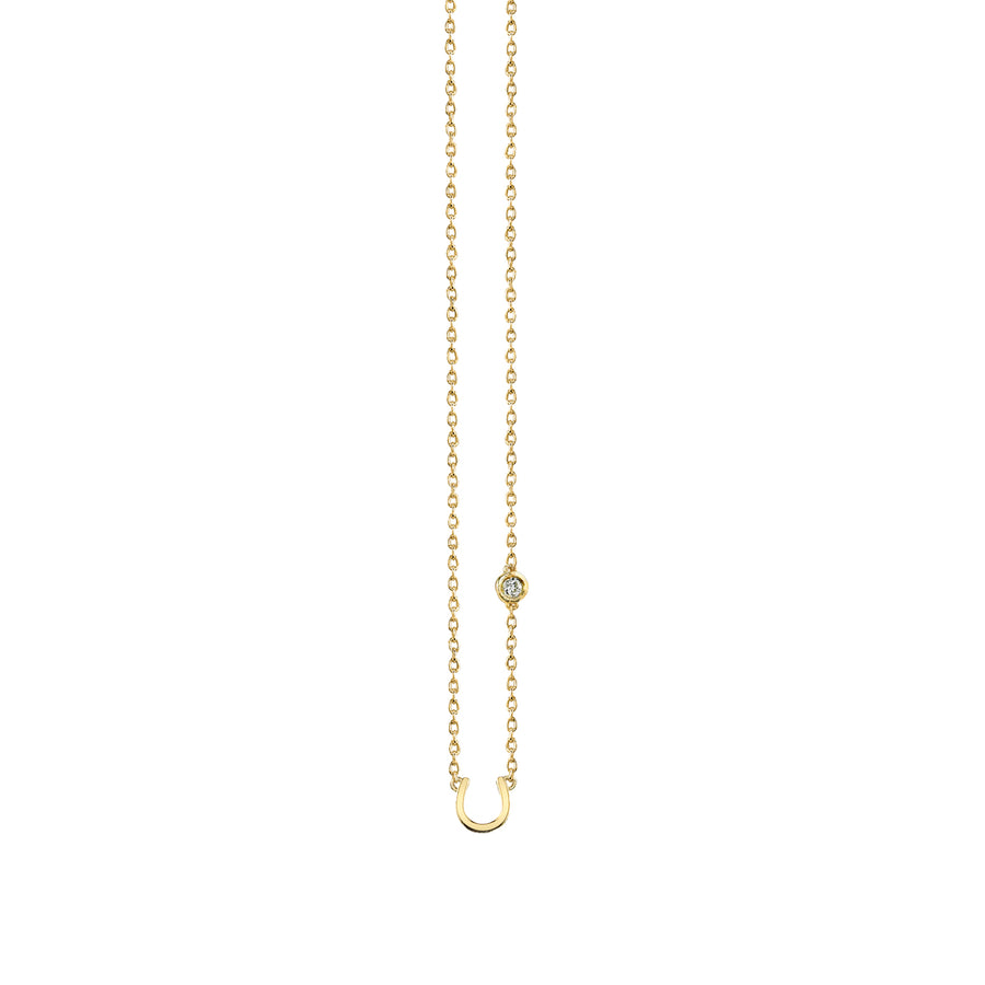 Gold Plated Sterling Silver Horseshoe Necklace with Bezel Set Diamond - Sydney Evan Fine Jewelry