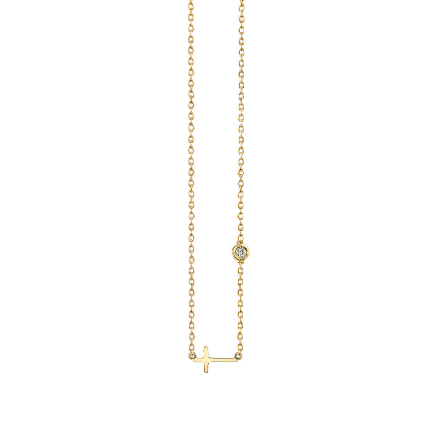 Gold Plated Sterling Silver Cross Necklace with Bezel Set Diamond - Sydney Evan Fine Jewelry