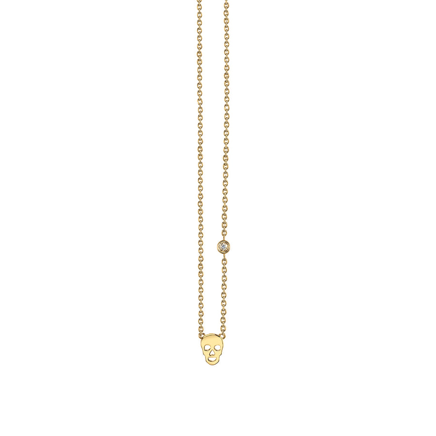 Gold Plated Sterling Silver Skull Necklace with Bezel Set Diamond - Sydney Evan Fine Jewelry