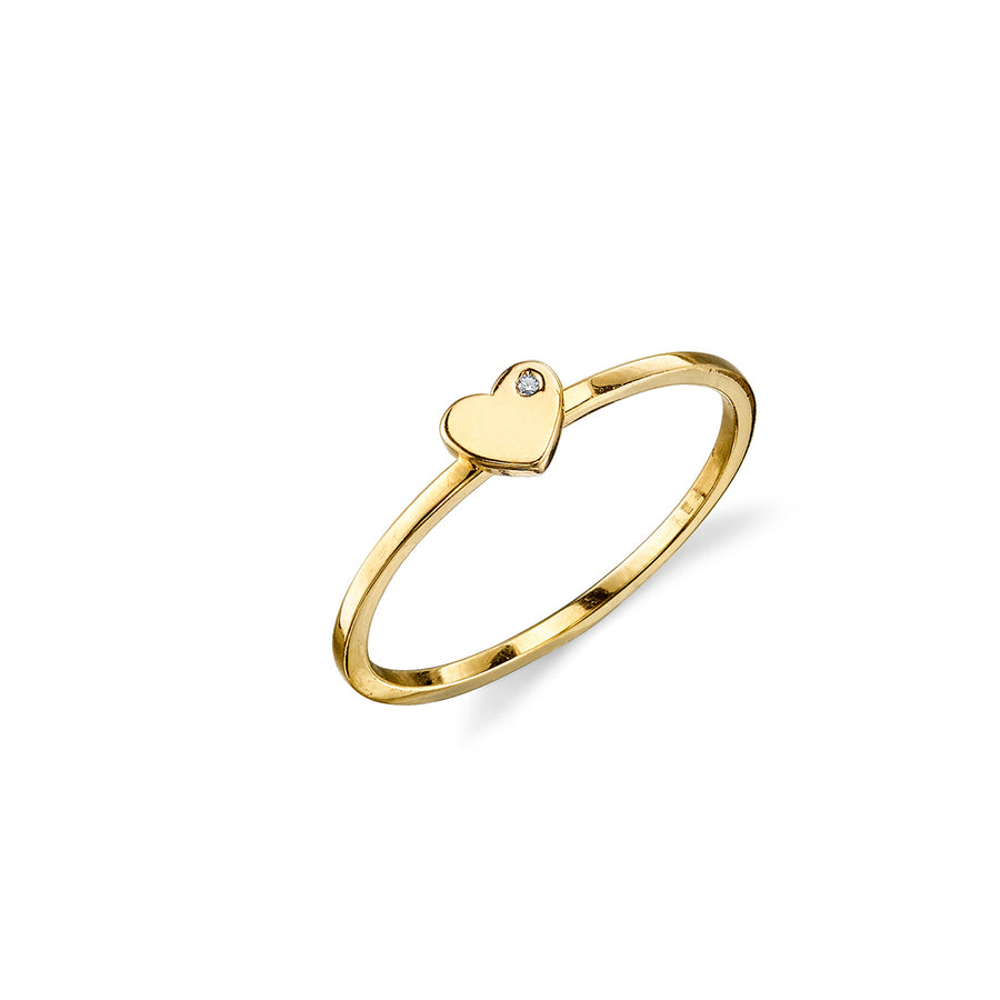 Gold Plated Sterling Silver Heart Ring With Bezel Set Diamond - Sydney Evan Fine Jewelry