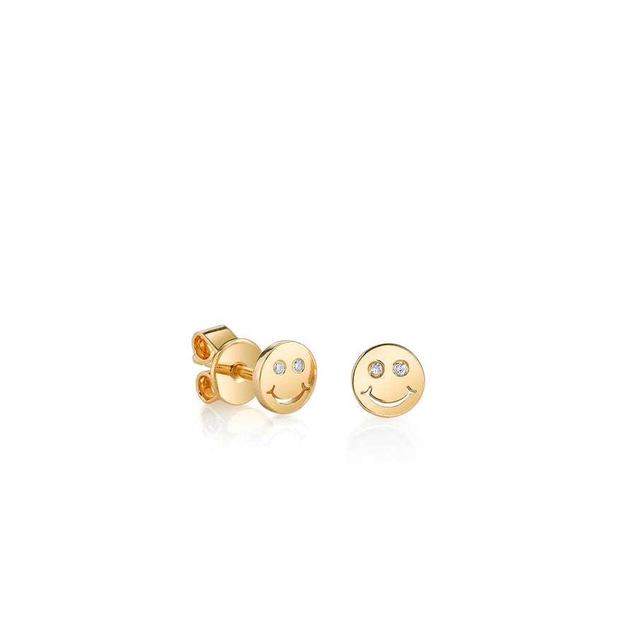 Gold Plated Sterling Silver Happy Face Stud Earrings - Sydney Evan Fine Jewelry