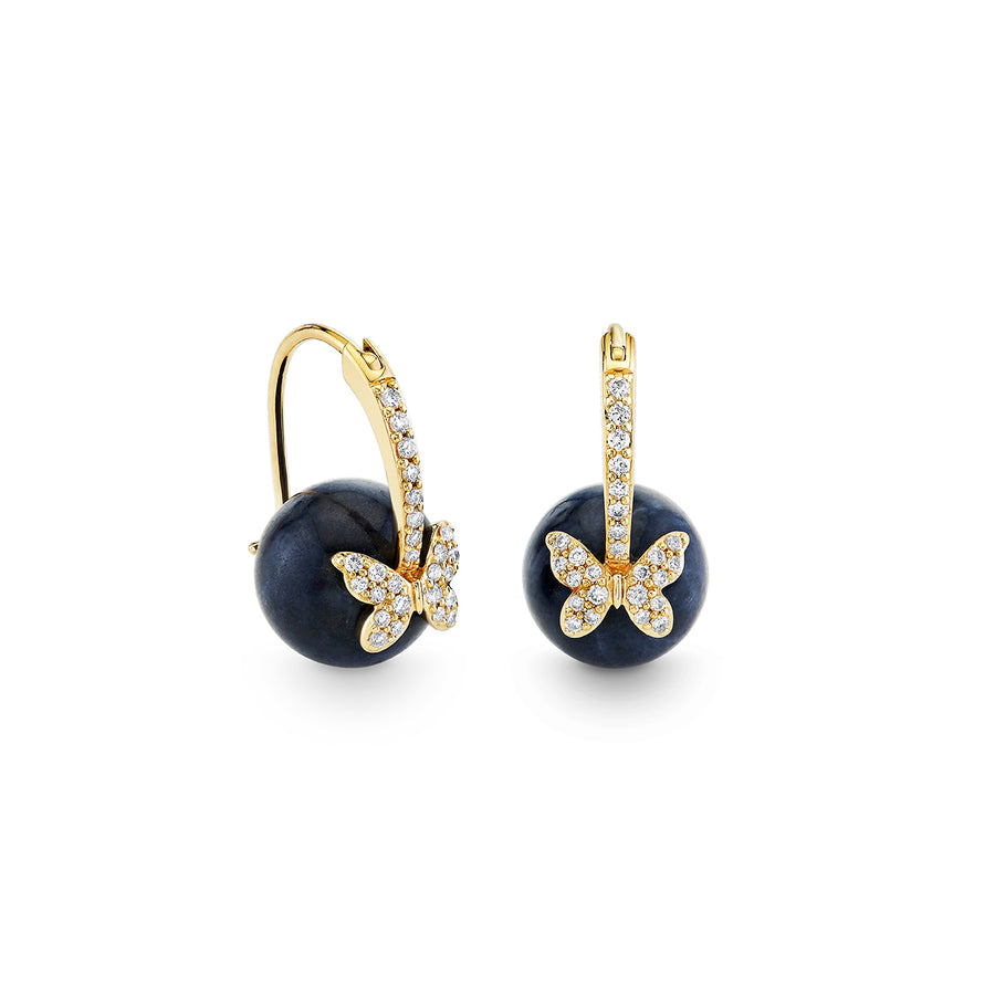 Gold & Diamond Butterfly Sapphire Earrings - Sydney Evan Fine Jewelry