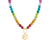 Pure Gold Large Happy Face Rainbow Jade Necklace