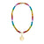 Pure Gold Large Happy Face Rainbow Jade Necklace