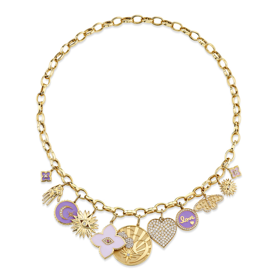 Gold & Diamond Love & Protection Multi-Charm Necklace - Sydney Evan Fine Jewelry