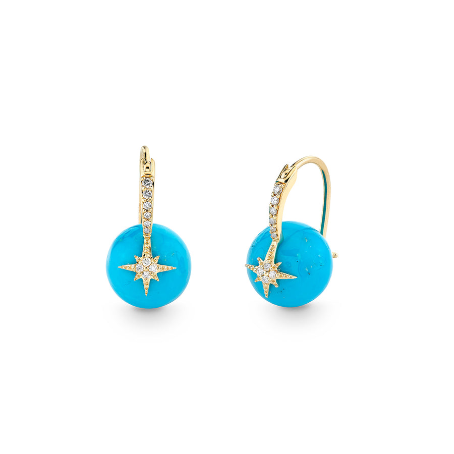 Gold & Diamond Starburst Turquoise Earrings - Sydney Evan Fine Jewelry