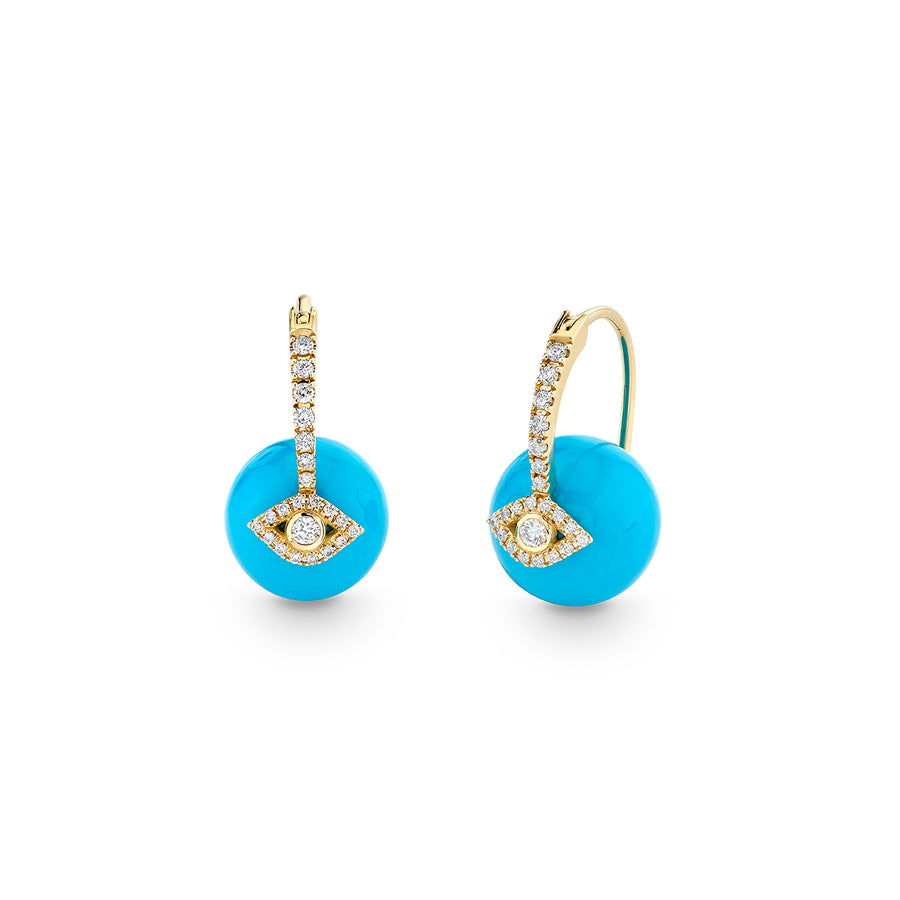 Gold & Diamond Evil Eye Turquoise Earrings - Sydney Evan Fine Jewelry