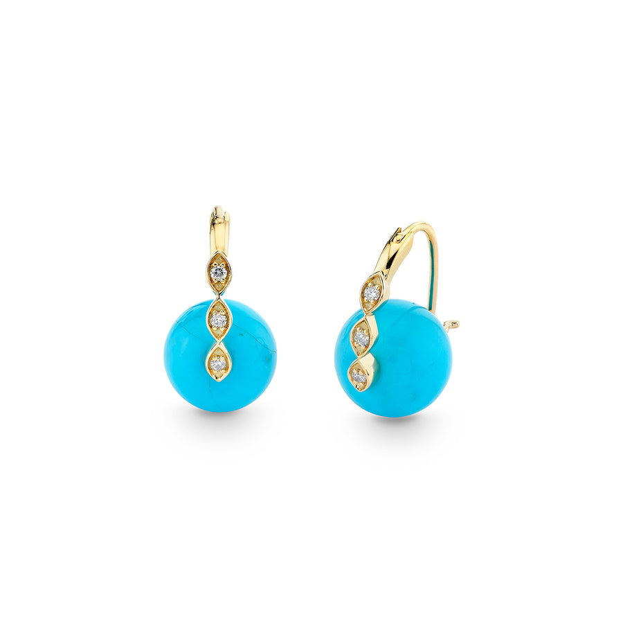 Gold & Diamond Marquise Eye Turquoise Earrings - Sydney Evan Fine Jewelry