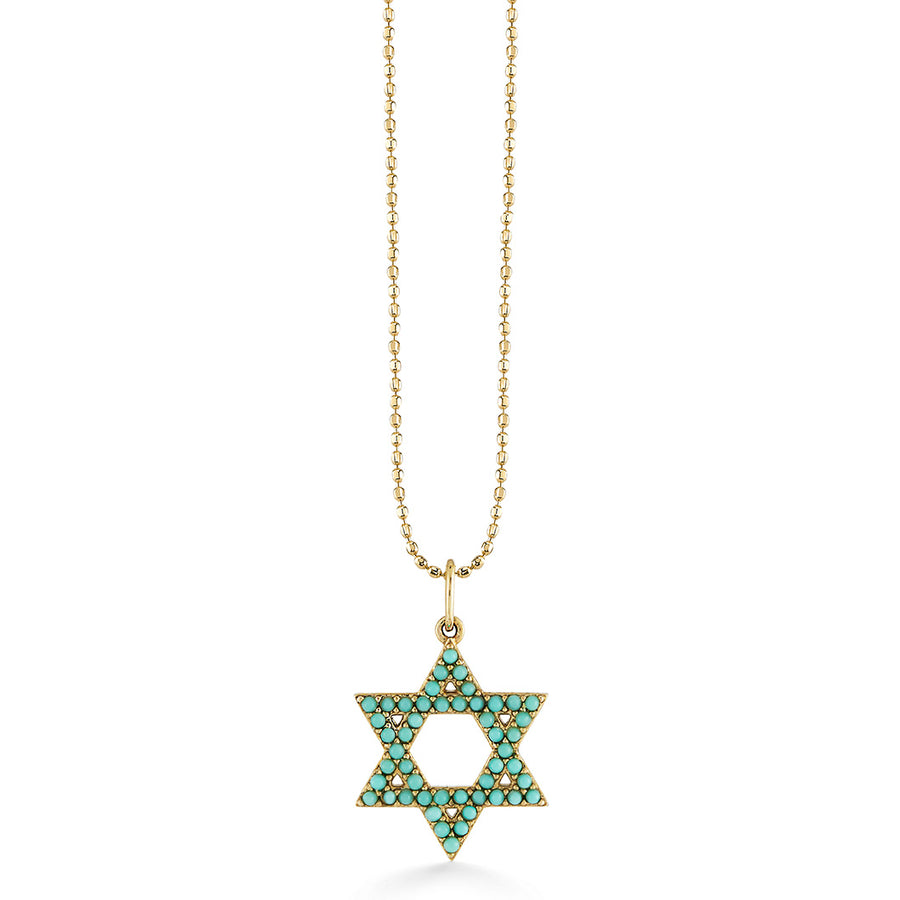 Gold & Turquoise Star Of David Charm - Sydney Evan Fine Jewelry