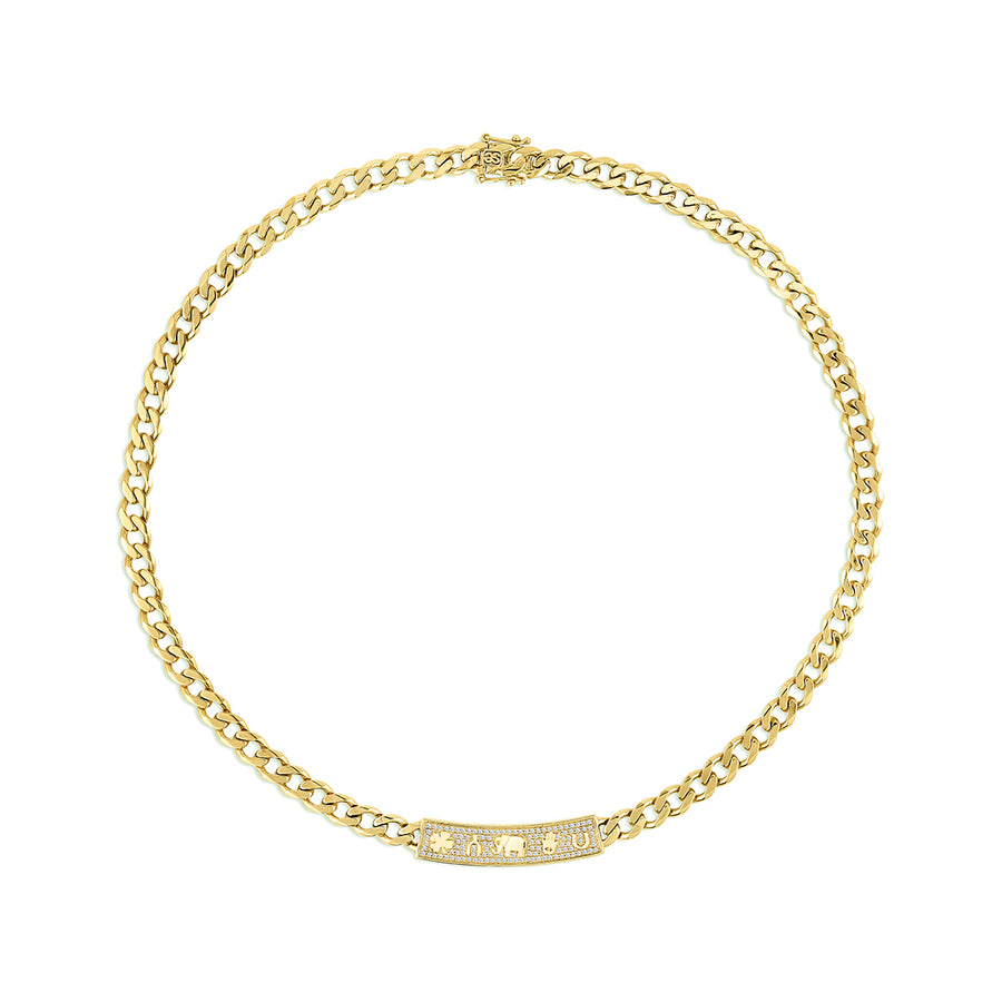 Gold & Diamond Luck Icons Bar Necklace - Sydney Evan Fine Jewelry