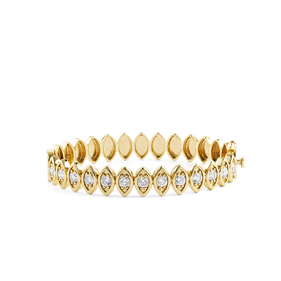 Gold & Diamond Large Marquise Eye Hinge Bangle - Sydney Evan Fine Jewelry