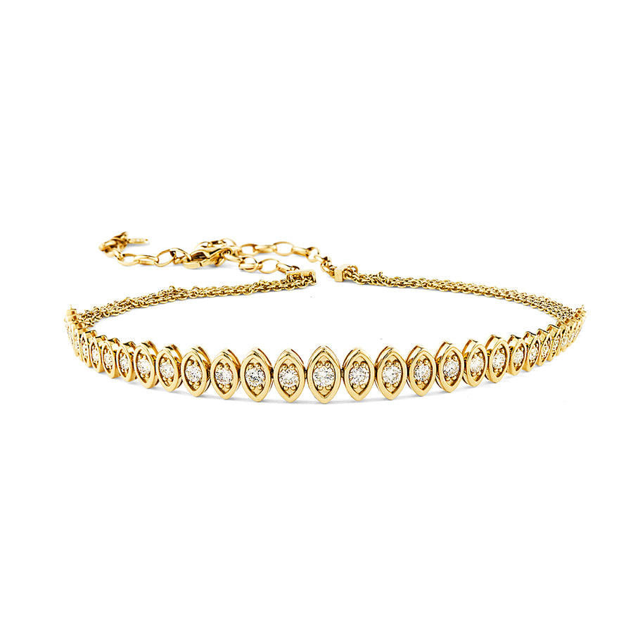 Gold & Diamond Marquise Eye Choker - Sydney Evan Fine Jewelry