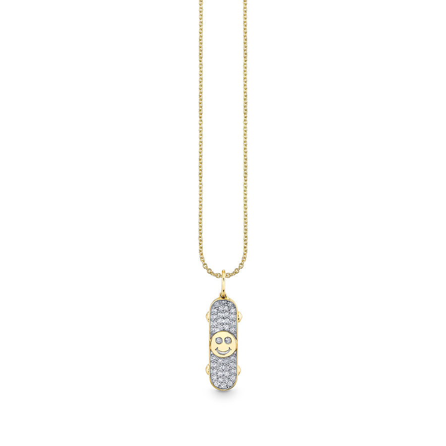 Gold & Diamond Happy Face Skateboard Charm - Sydney Evan Fine Jewelry