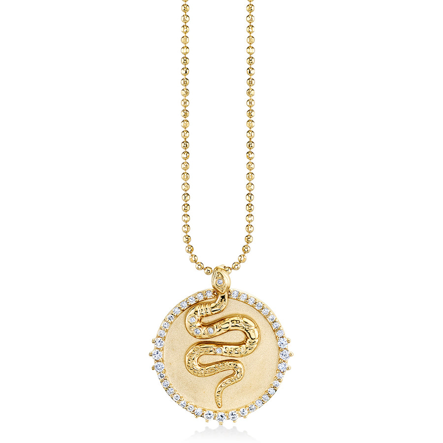 Gold & Diamond Snake Coin - Sydney Evan Fine Jewelry