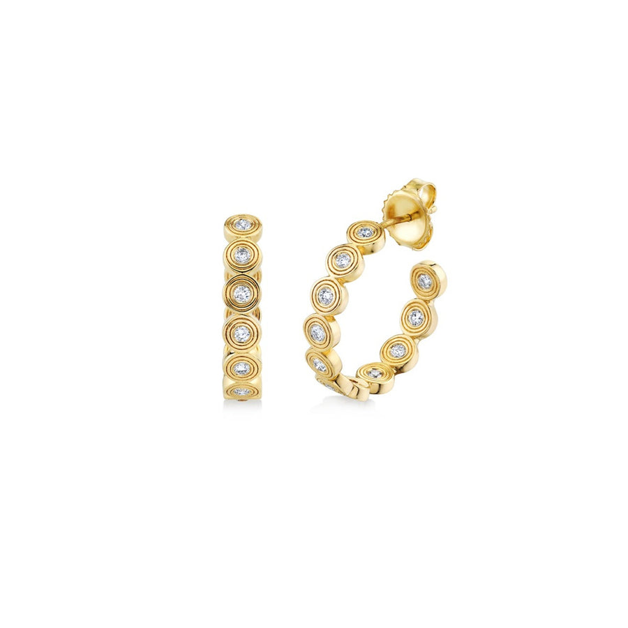 Gold & Diamond Fluted Medium Hoops - Sydney Evan Fine Jewelry