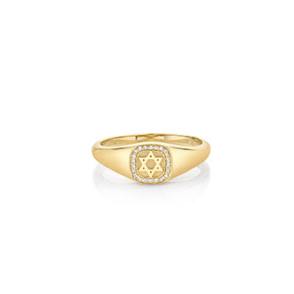 Men's Collection Gold & Diamond Star Of David Icon Signet Ring - Sydney Evan Fine Jewelry