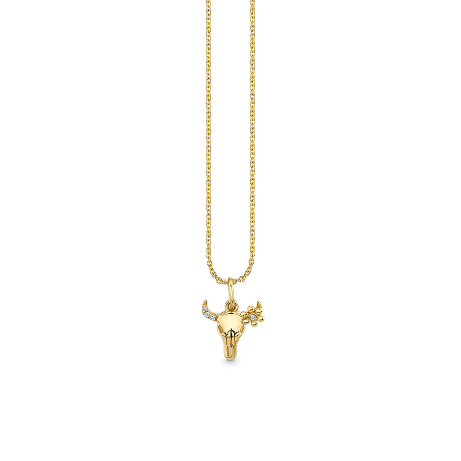 Gold & Diamond Small Cow Skull Charm - Sydney Evan Fine Jewelry