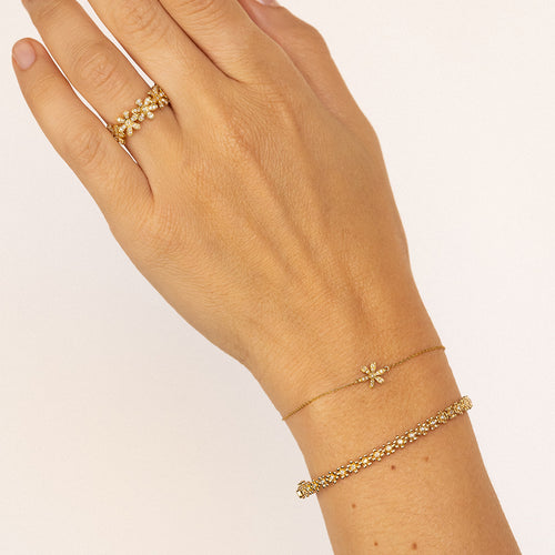 Gold & Diamond Tiny Daisy Bangle