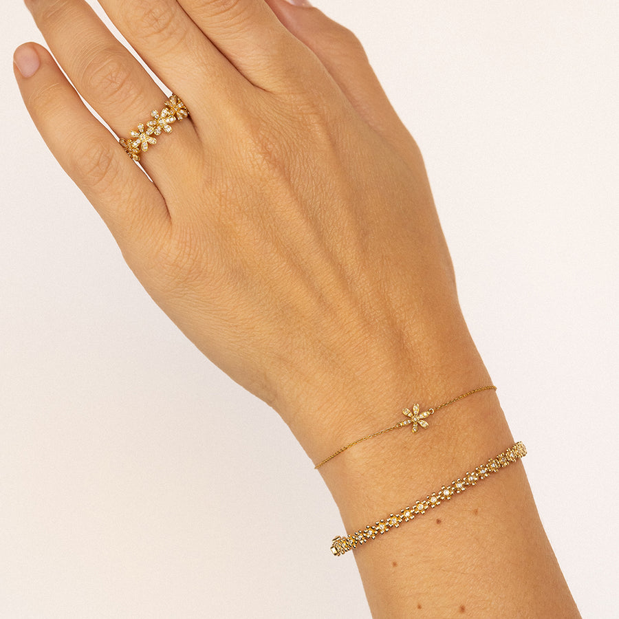 Gold & Diamond Daisy Flower Bracelet - Sydney Evan Fine Jewelry