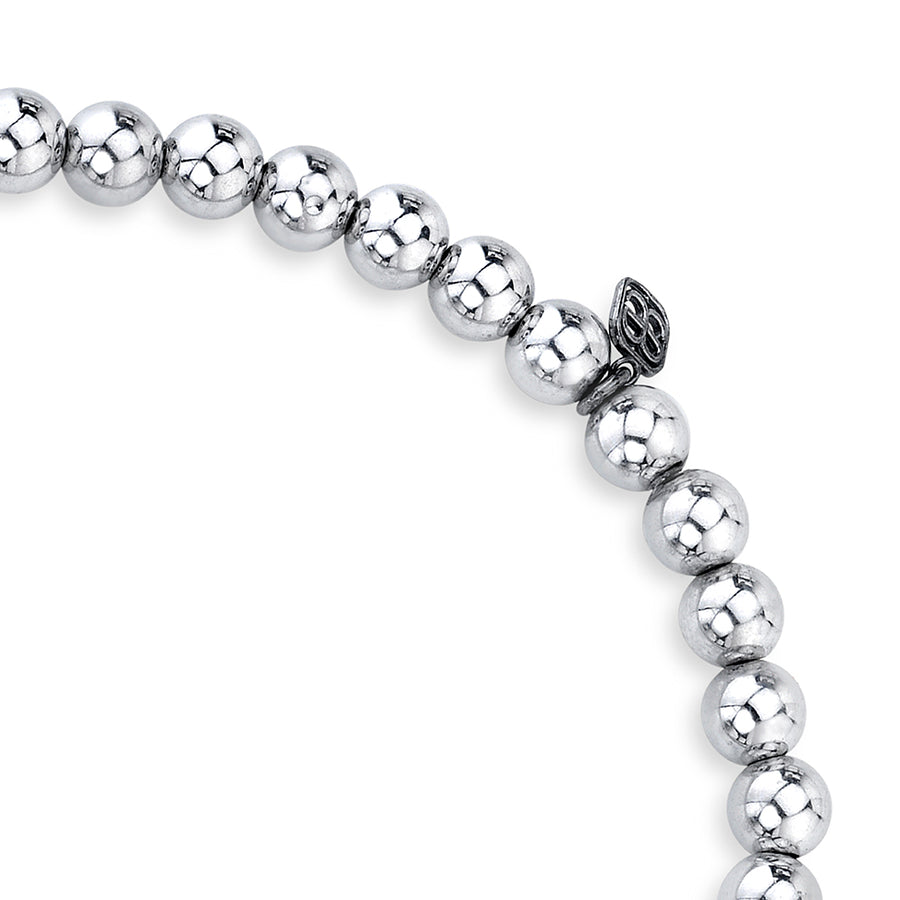 Men's Collection Black Rhodium & Diamond Tiny Cross on 14k White Gold Beads - Sydney Evan Fine Jewelry