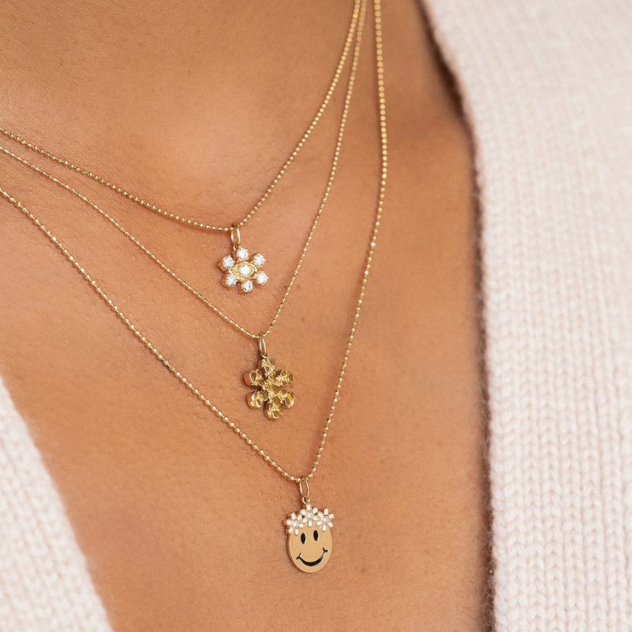Gold & Diamond Flower Power Happy Face Charm - Sydney Evan Fine Jewelry