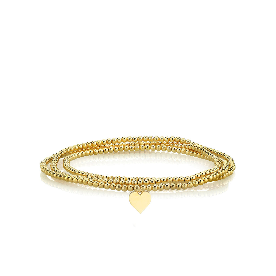 Pure Gold Tiny Heart on Gold Beads - Sydney Evan Fine Jewelry