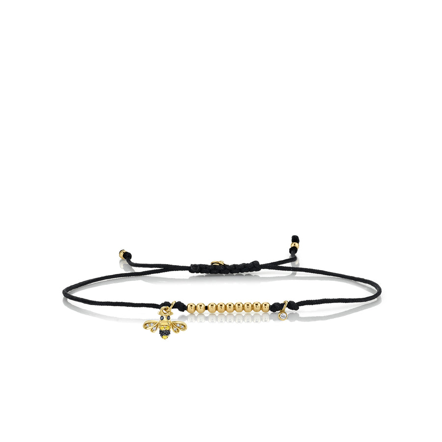 Gold & Diamond Tiny Bee Cord Bracelet - Sydney Evan Fine Jewelry