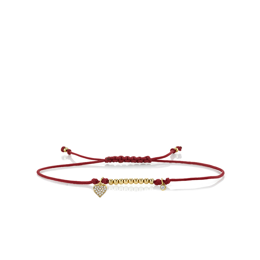 Gold & Diamond Tiny Heart Cord Bracelet - Sydney Evan Fine Jewelry