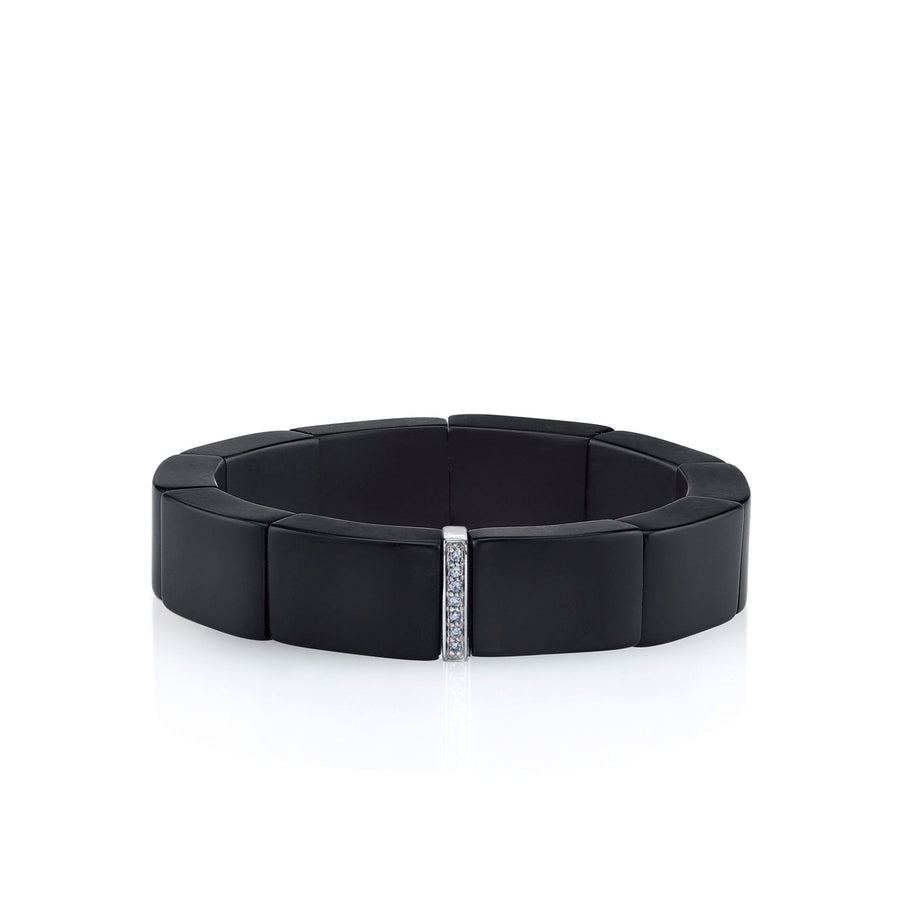 Men's Collection Gold & Diamond Small Single Row Spacer On Onyx - Sydney Evan Fine Jewelry